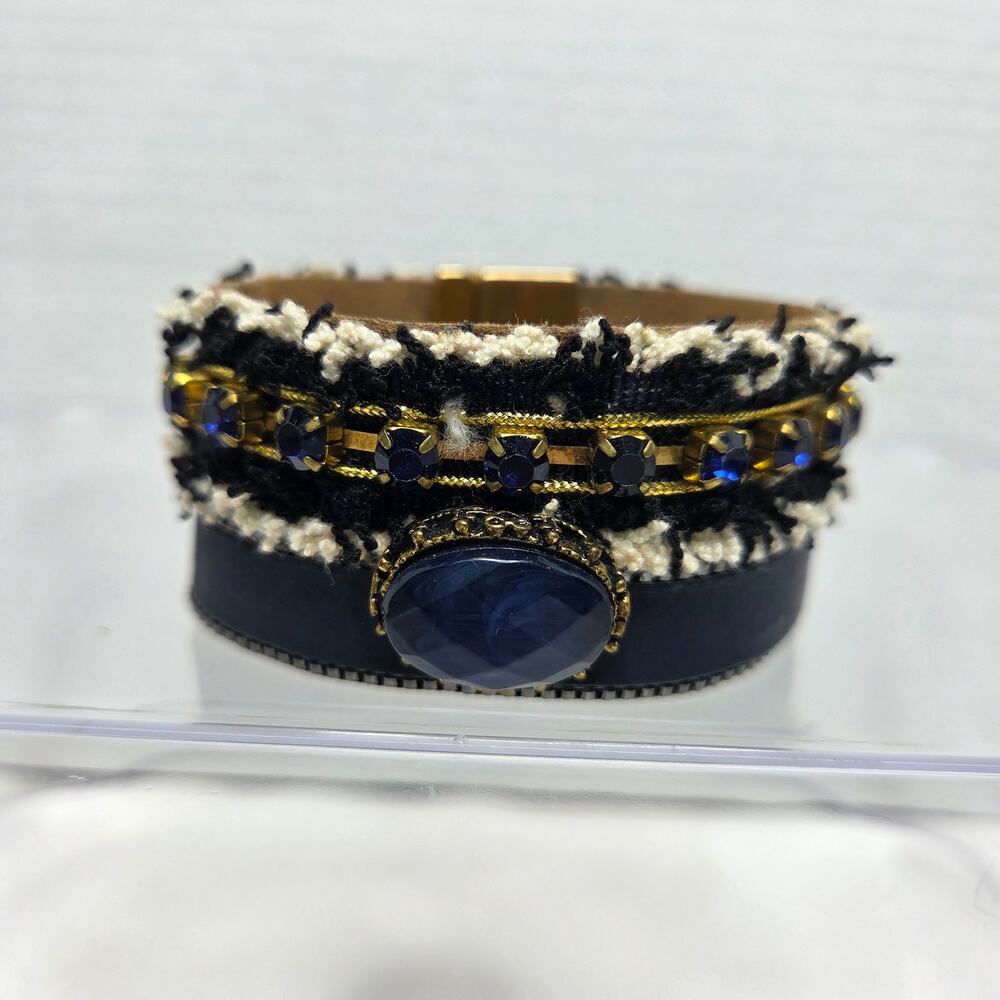 Laura Janelle Boho Southwestern Leather Cuff Magnetic Brass Bracelet Jewelry